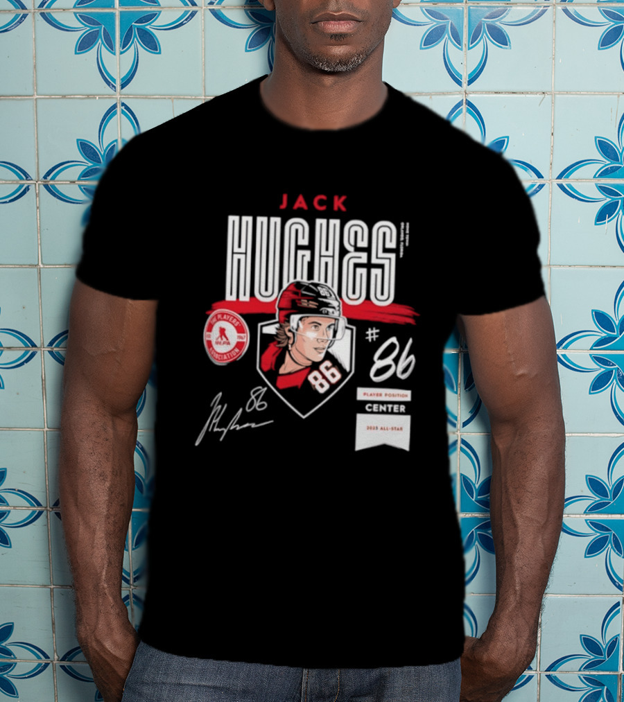 Jack Hughes 86 New Jersey Devils NHL Players Association Center 2026 All Star T-Shirt