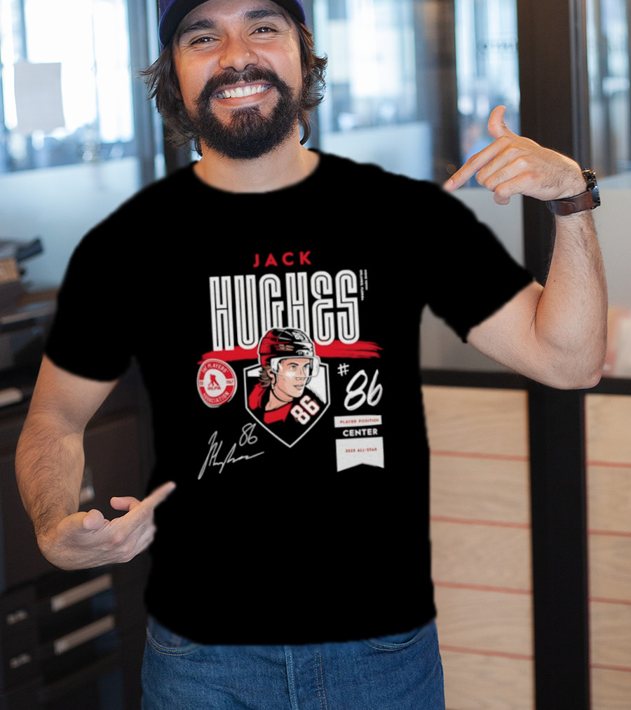 Jack Hughes 86 New Jersey Devils NHL Players Association Center 2026 All Star T-Shirt