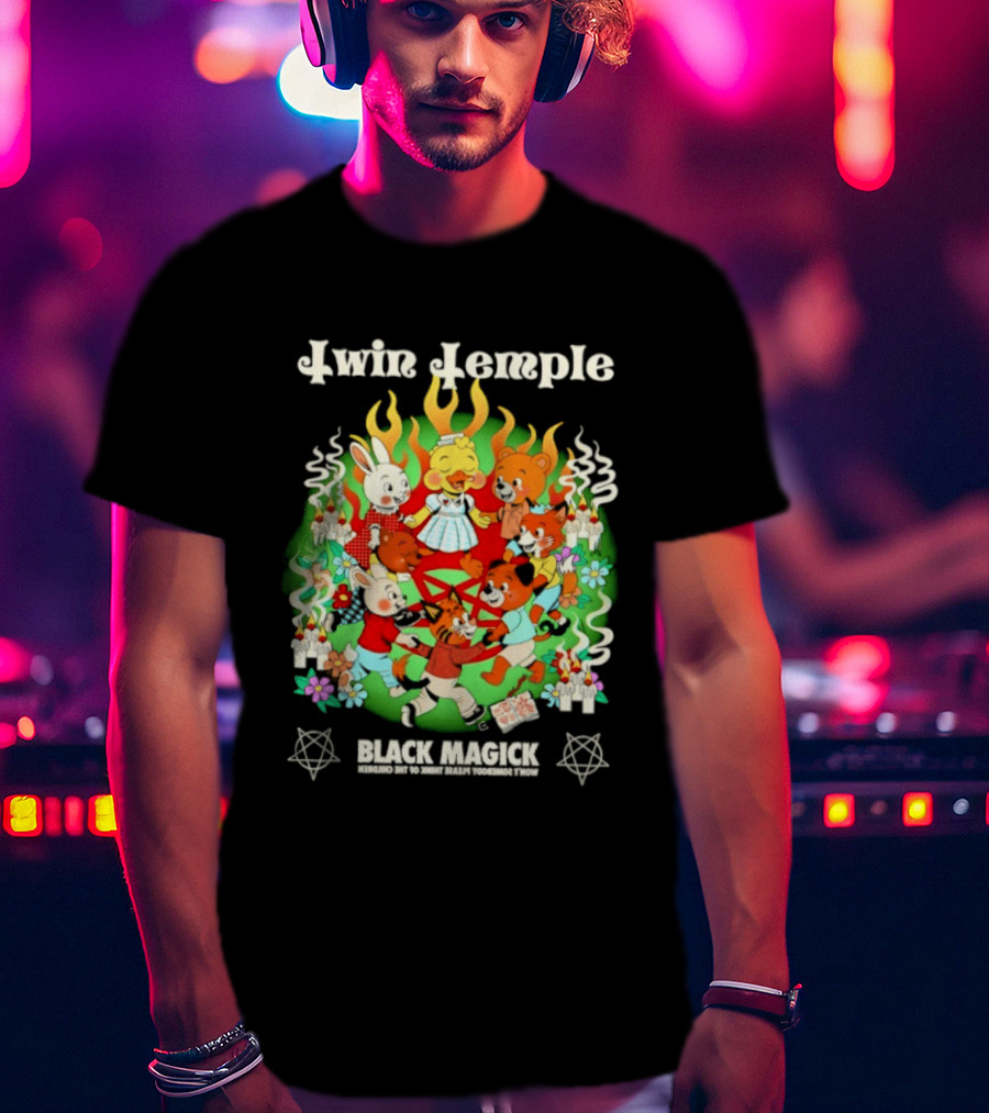 Twin Temple Black Magick Won't Somebody Please Think Of The Children Iconic Pentagram And Occult T-Shirt