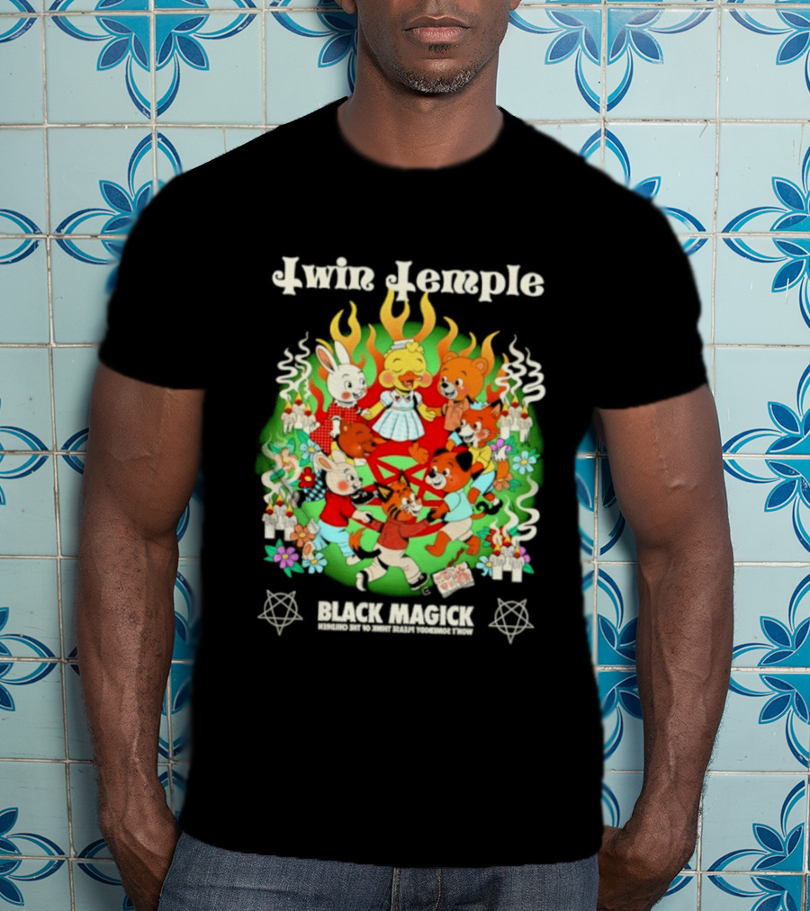 Twin Temple Black Magick Won't Somebody Please Think Of The Children Iconic Pentagram And Occult T-Shirt