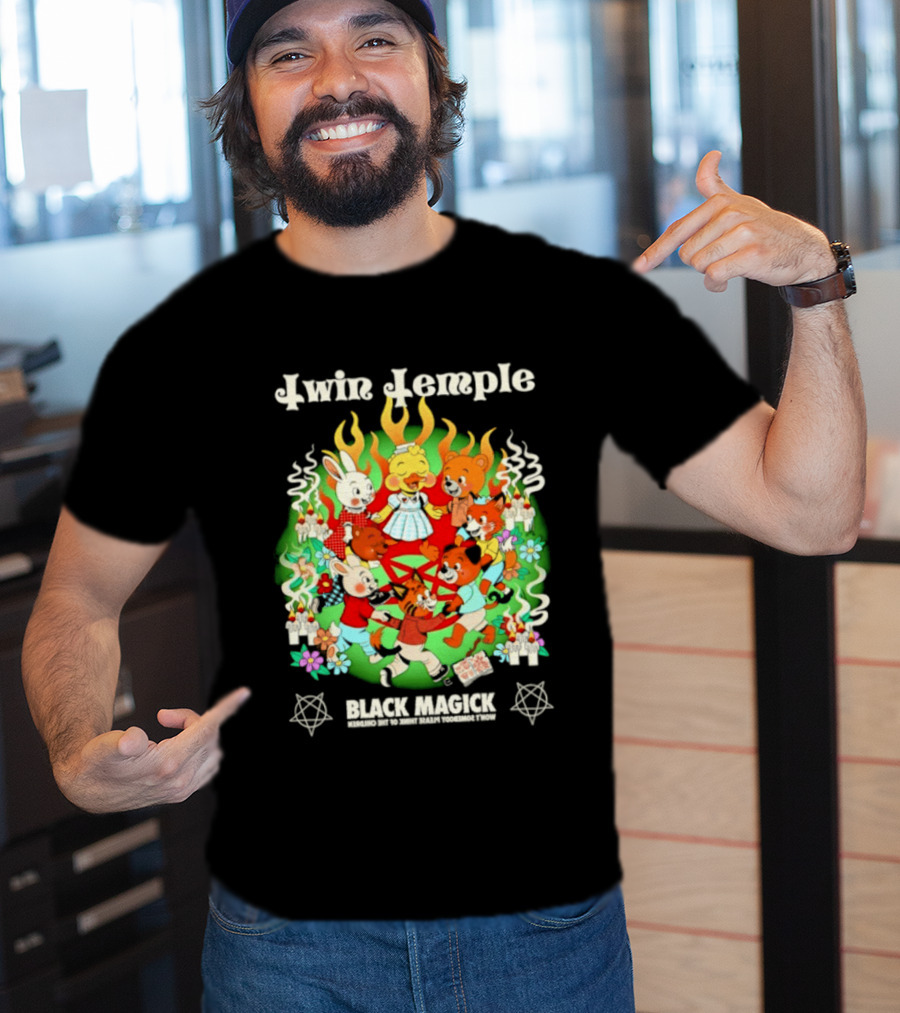 Twin Temple Black Magick Won't Somebody Please Think Of The Children Iconic Pentagram And Occult T-Shirt