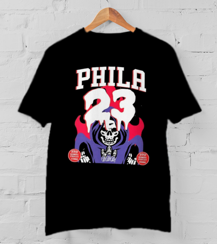 PHILA 23 Skeleton Grim Reaper Spooky Philly Worst Eternal T-Shirt