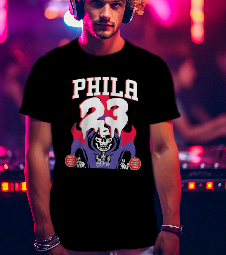 PHILA 23 Skeleton Grim Reaper Spooky Philly Worst Eternal T-Shirt