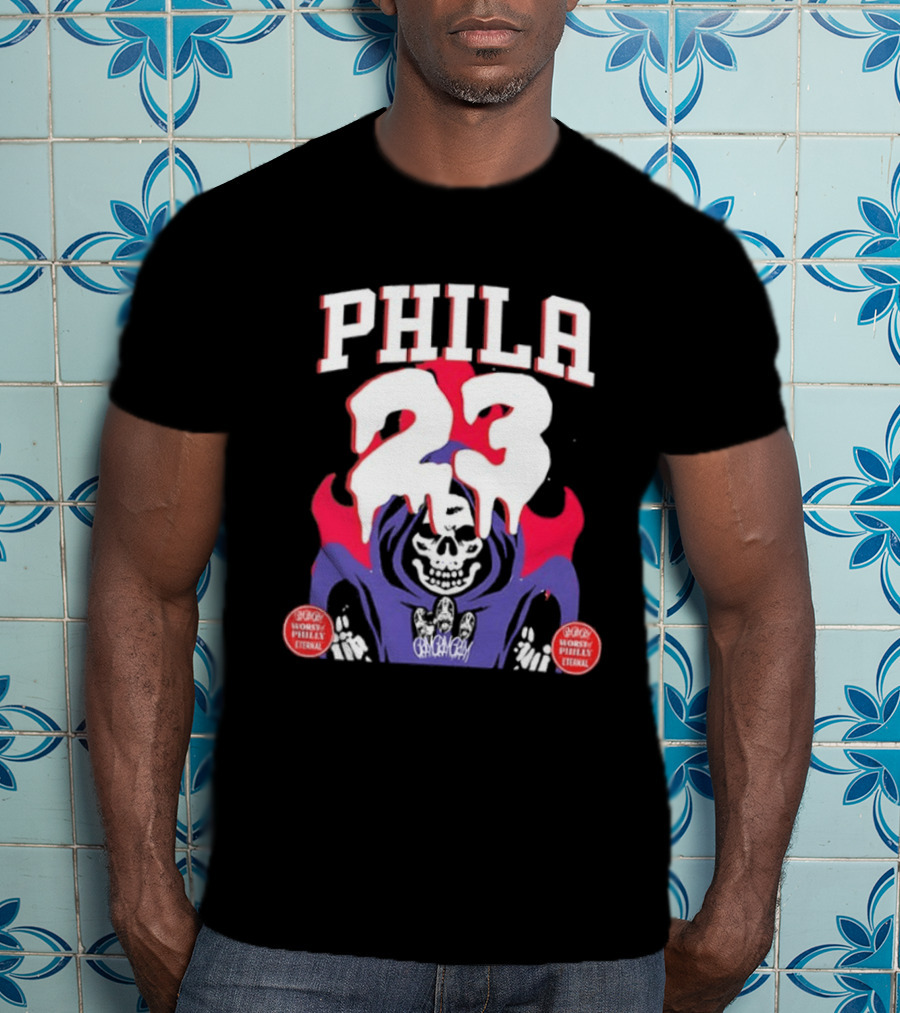 PHILA 23 Skeleton Grim Reaper Spooky Philly Worst Eternal T-Shirt