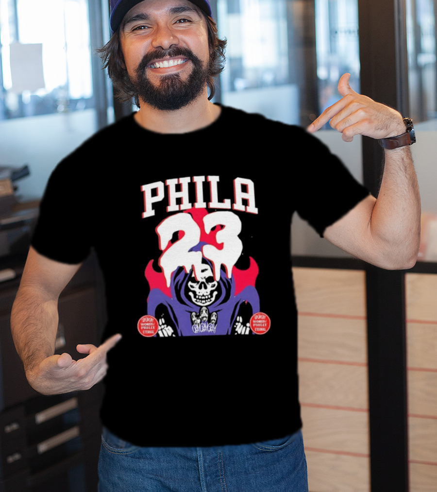 PHILA 23 Skeleton Grim Reaper Spooky Philly Worst Eternal T-Shirt