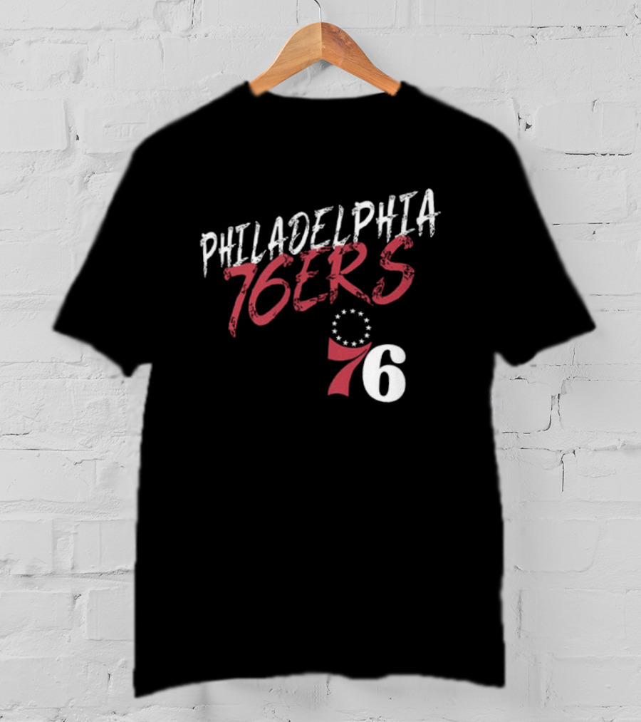 LeBron James Philadelphia 76ers Royal Hustle Name & Number 2 Sided Philadelphia 76ers 76 T-Shirt