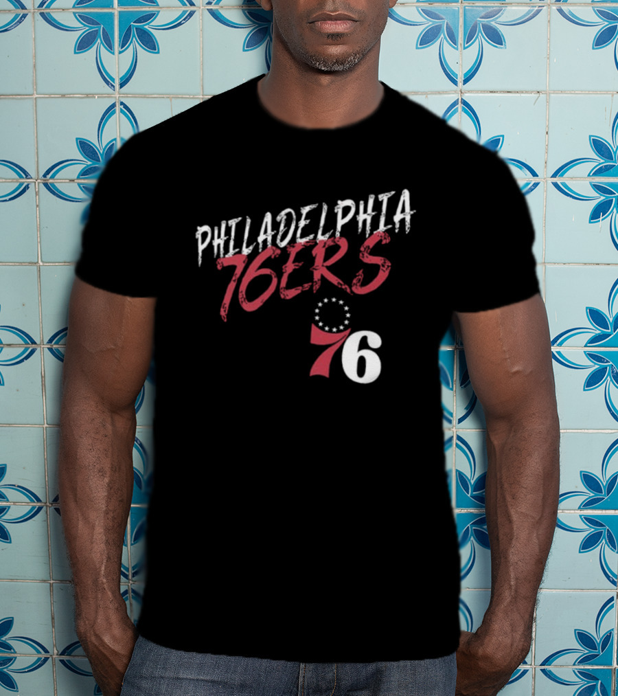 LeBron James Philadelphia 76ers Royal Hustle Name & Number 2 Sided Philadelphia 76ers 76 T-Shirt