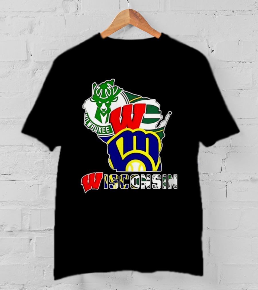 Milwaukee Bucks Green Bay Packers Milwaukee Brewers Collage Wisconsin T-Shirt