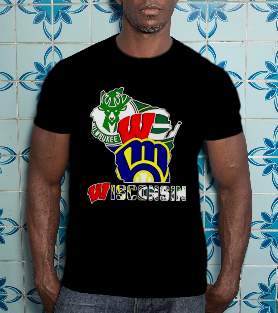 Milwaukee Bucks Green Bay Packers Milwaukee Brewers Collage Wisconsin T-Shirt