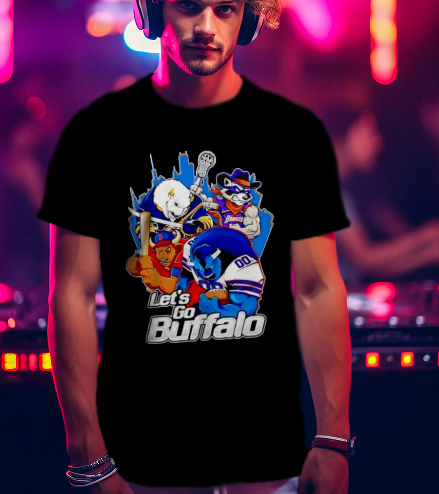 Let's Go Buffalo Bandits Sabres Bills Characters Sports Mascots T-Shirt