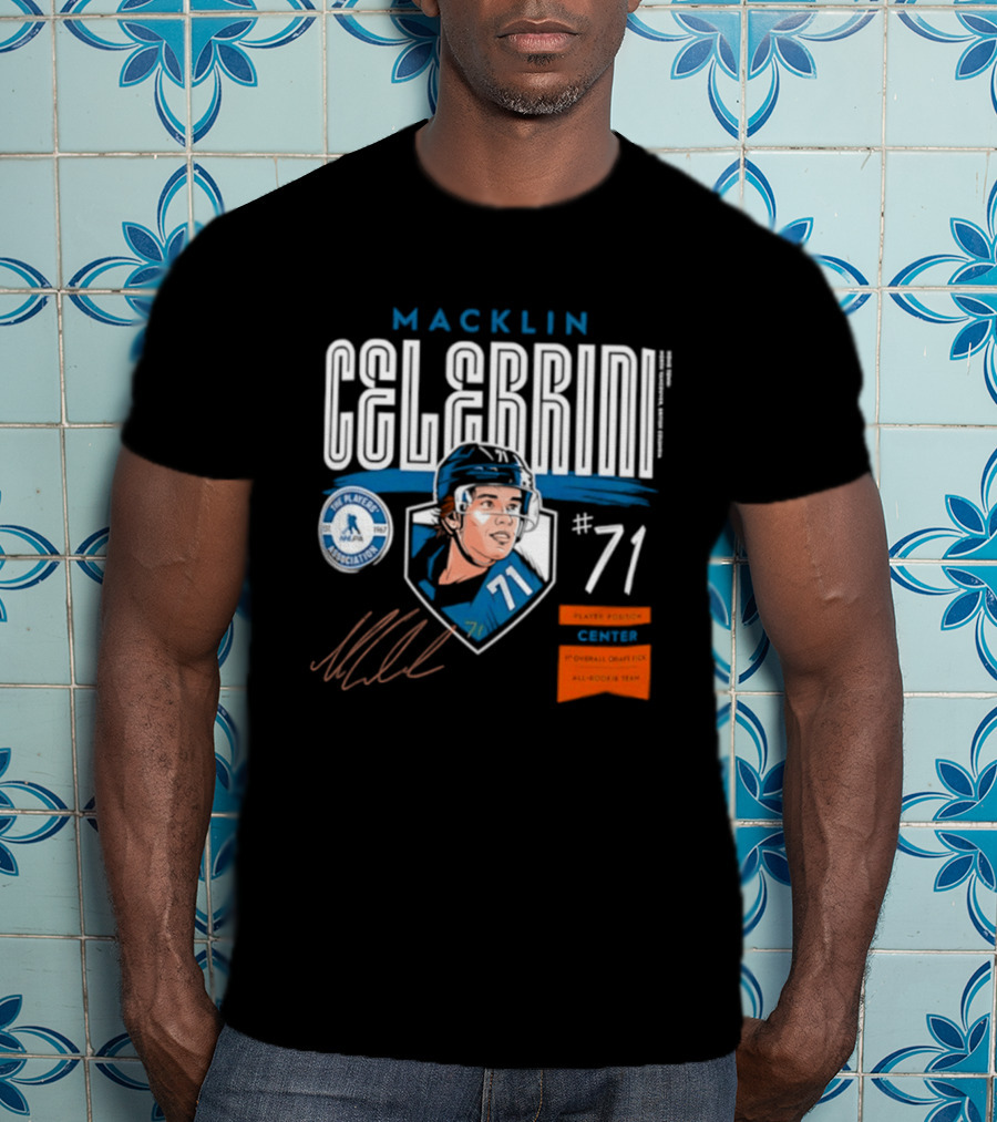 Macklin Celebrini 71 NHL Players Association All Rookie Team 2026 Pick T-Shirt