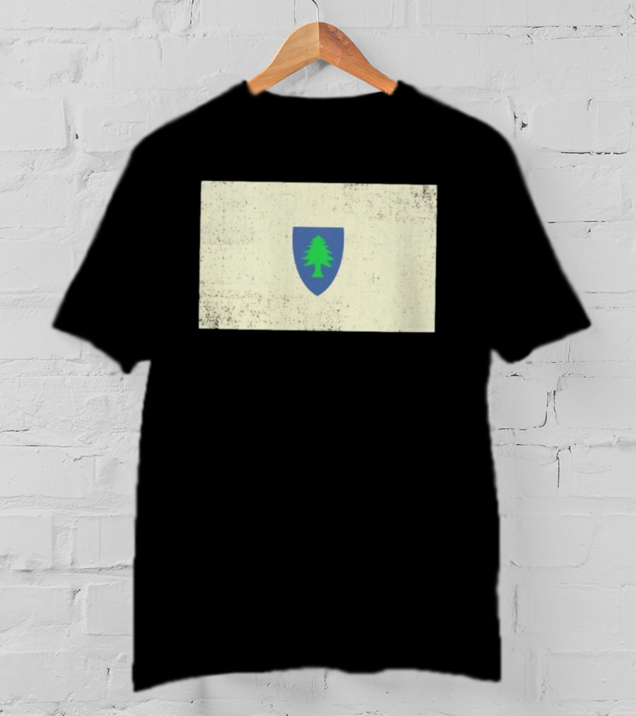 Massachusetts Flag Pine Tree Symbol On Vintage Shield T-Shirt