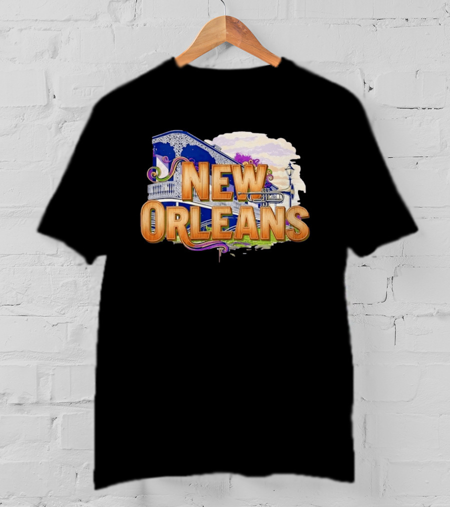 New Orleans Jazz Musical Vibes Trombone Balcony T-Shirt