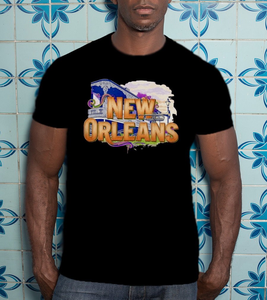 New Orleans Jazz Musical Vibes Trombone Balcony T-Shirt