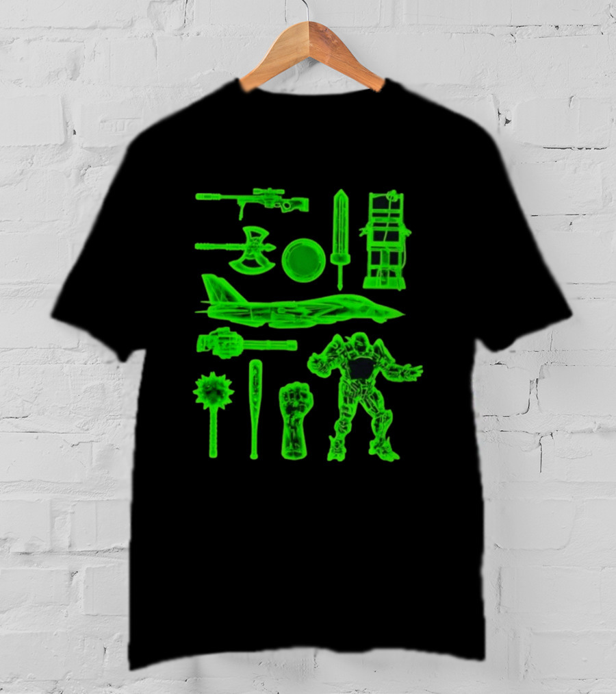 Ring Weapons Axe Sword Jet Robot Icon Collection T-Shirt
