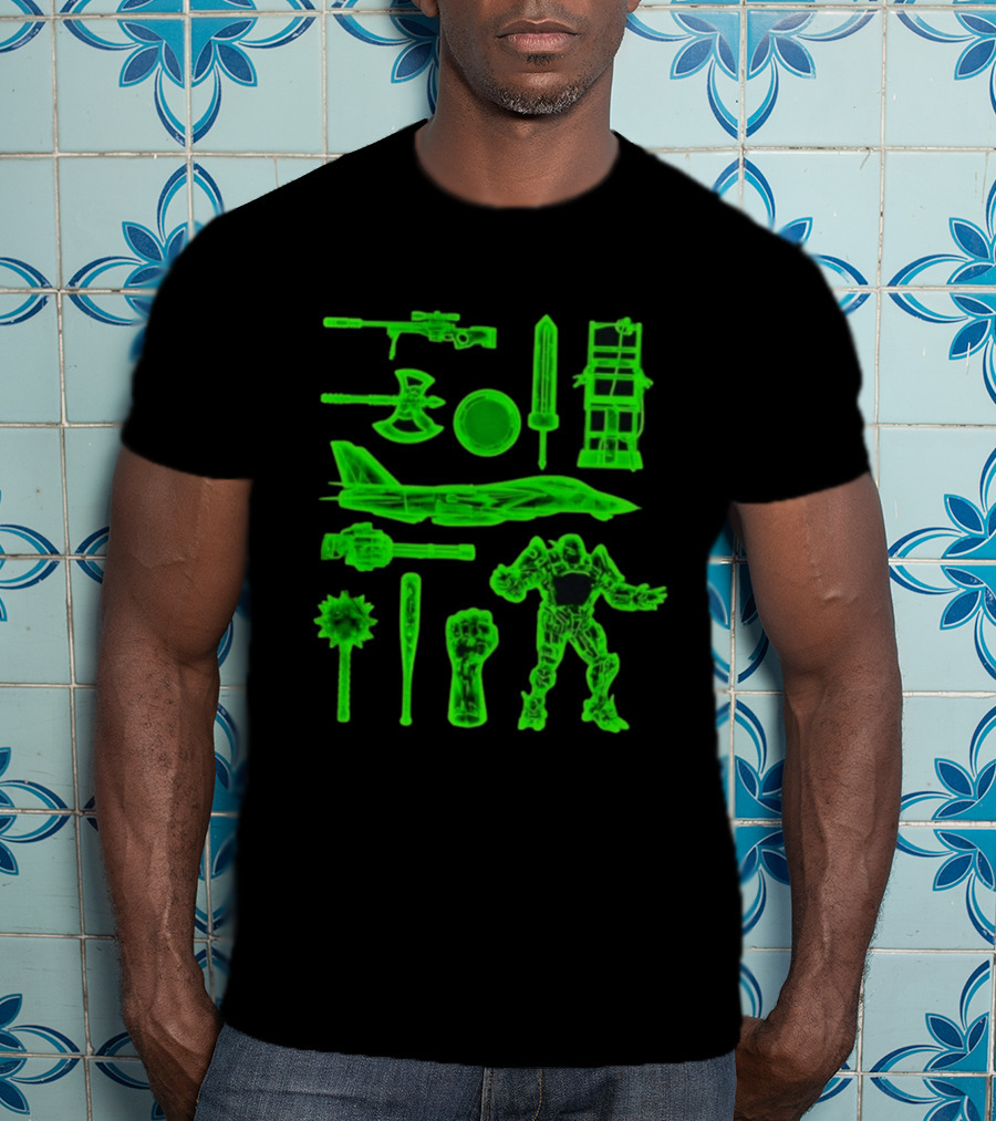 Ring Weapons Axe Sword Jet Robot Icon Collection T-Shirt