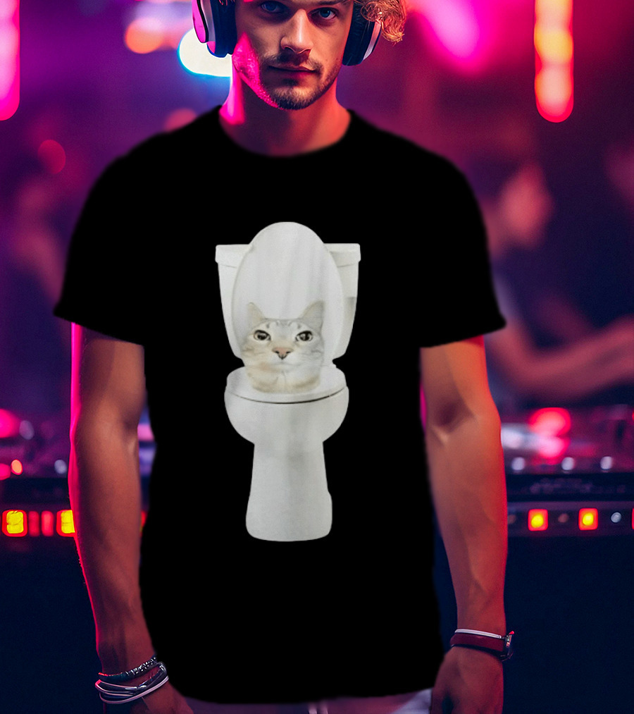Skibidi Cat Toilet Humor Meme Fusion T-Shirt