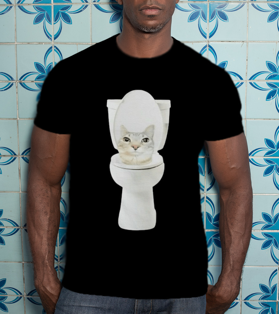 Skibidi Cat Toilet Humor Meme Fusion T-Shirt