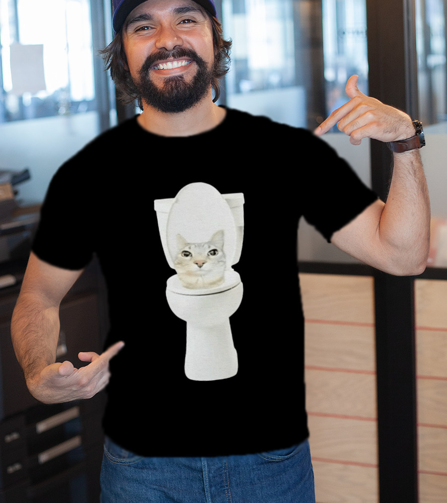Skibidi Cat Toilet Humor Meme Fusion T-Shirt