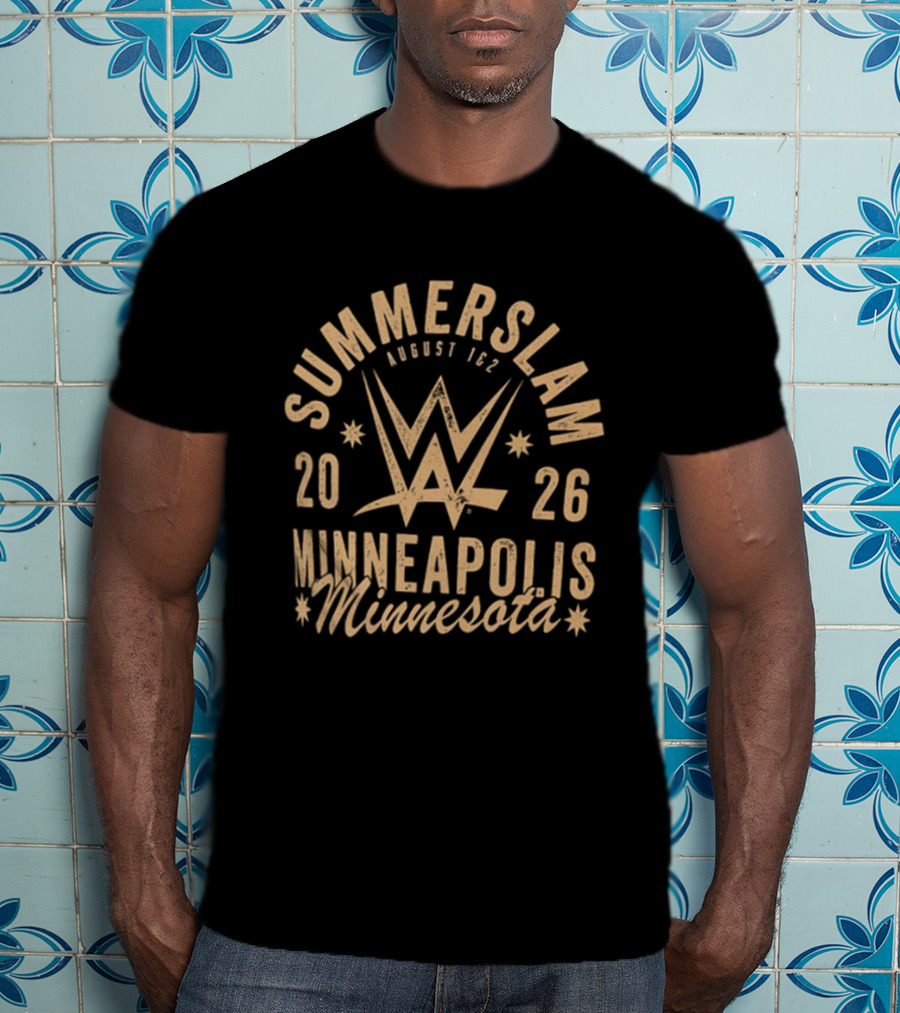 SummerSlam 2026 August 1 & 2 Minneapolis Minnesota WWE Wrestling Event 2 Sided T-Shirt