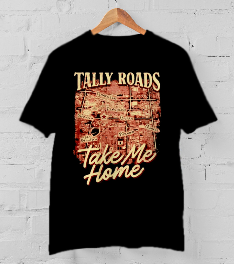 Tally Roads Map Take Me Home Tennessee Pensacola Stadium Monroe T-Shirt