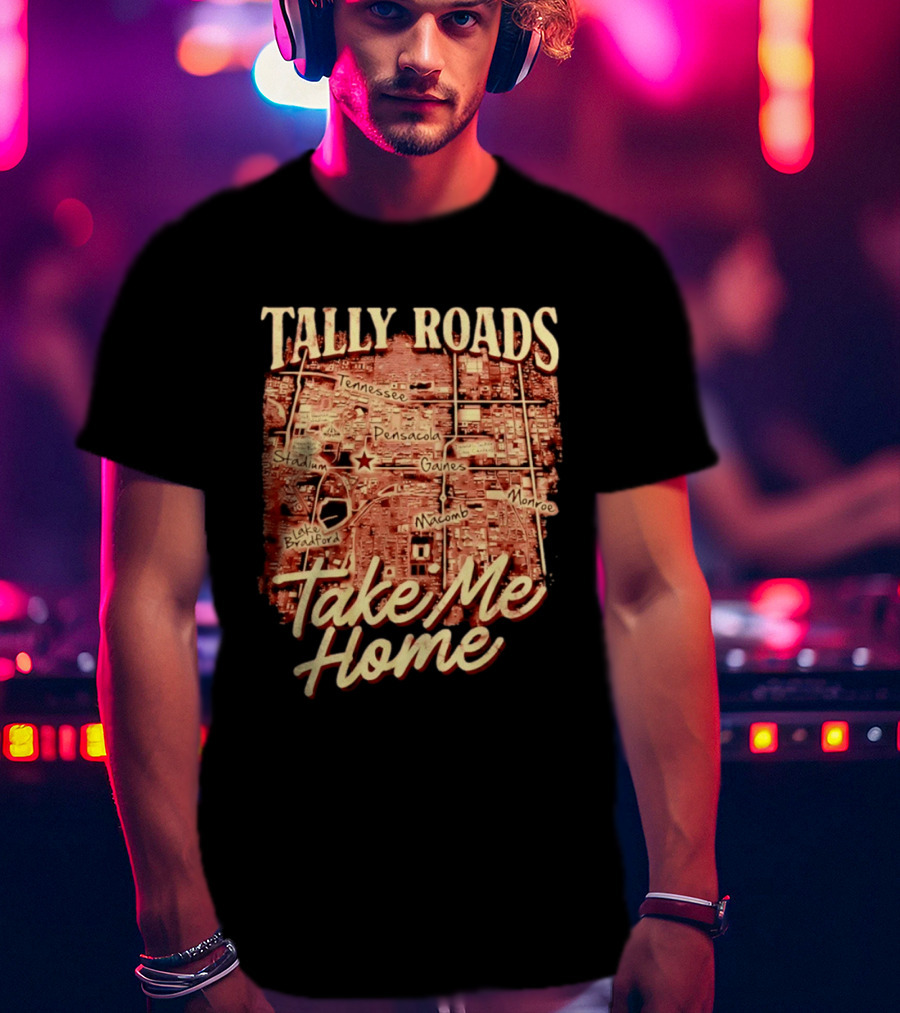 Tally Roads Map Take Me Home Tennessee Pensacola Stadium Monroe T-Shirt