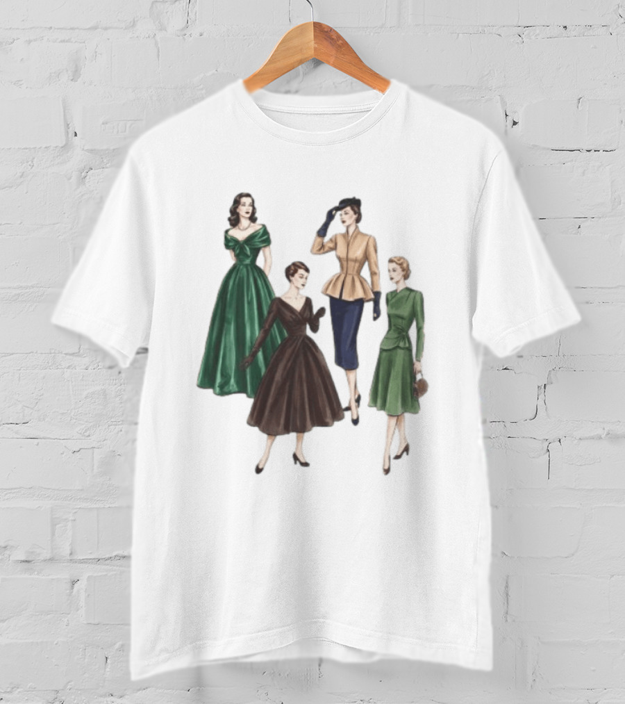 1950s Vintage Fashion Elegant Ladies Dresses T-Shirt