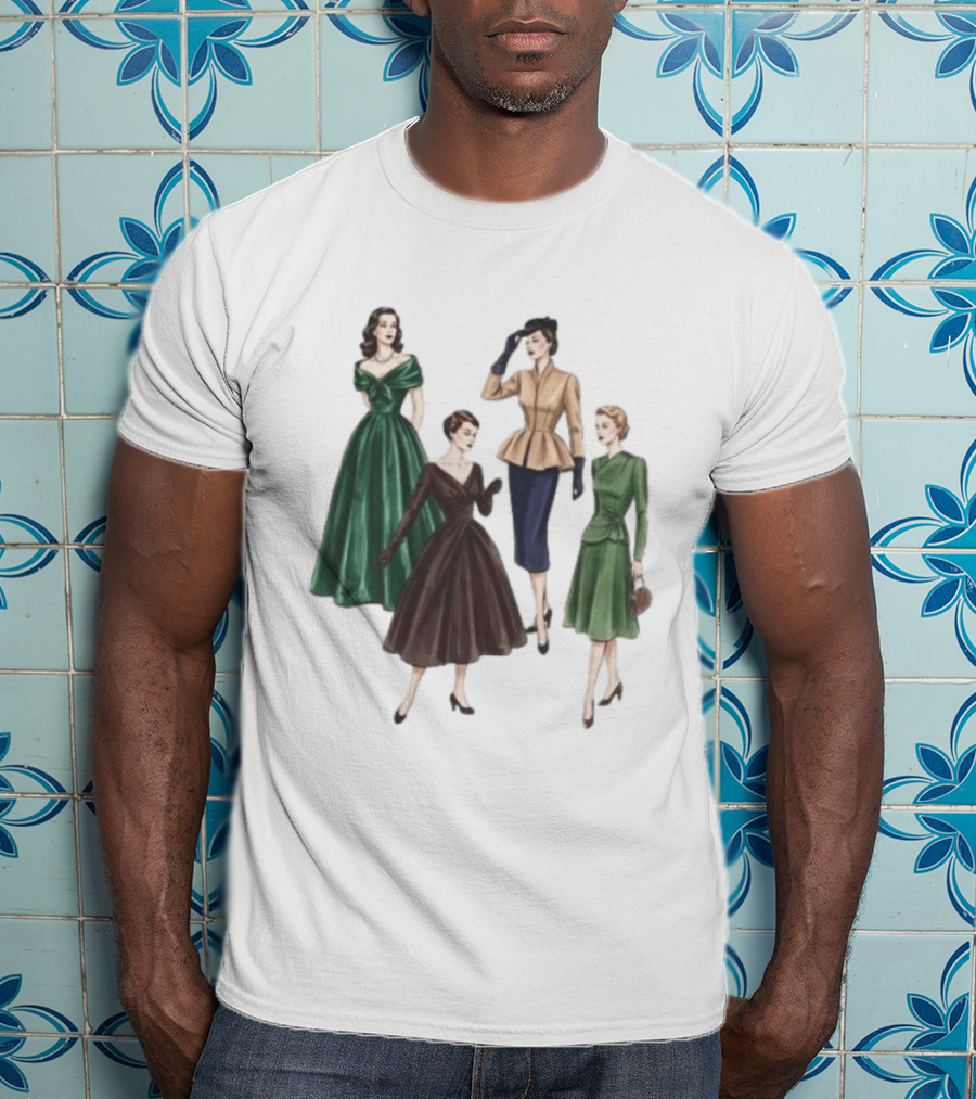 1950s Vintage Fashion Elegant Ladies Dresses T-Shirt