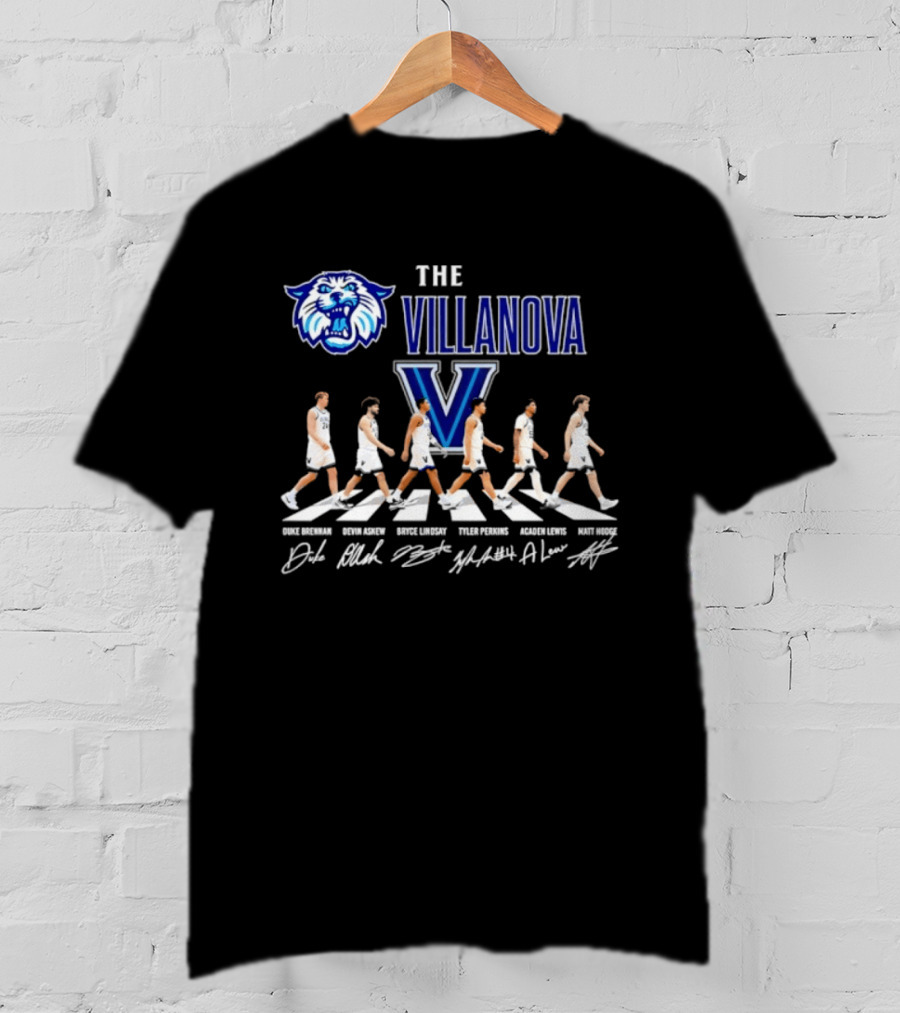 The Villanova Wildcats Abbey Road Duke Brennan Devin Askew Bryce Lindsay Tyler Perkins Acaden Lewis Matt Hodge Signatures T-Shirt