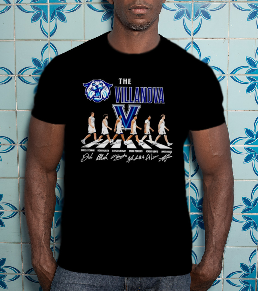 The Villanova Wildcats Abbey Road Duke Brennan Devin Askew Bryce Lindsay Tyler Perkins Acaden Lewis Matt Hodge Signatures T-Shirt