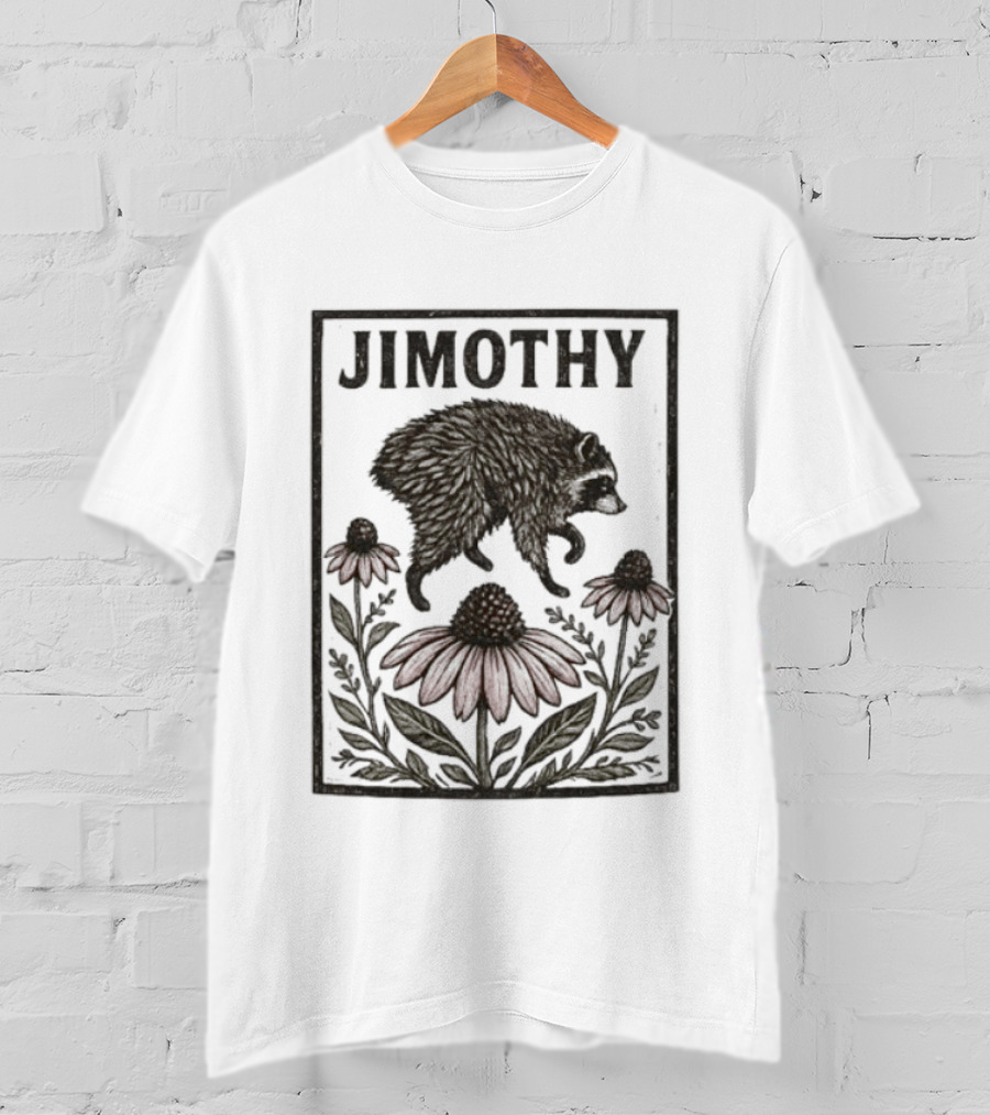 Jimothy Raccoon Coneflower Botanical Floral T-Shirt