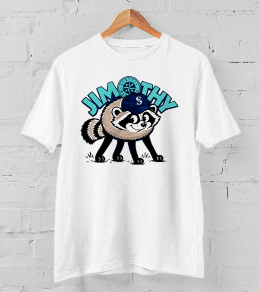 Jimothy Raccoon Seattle Night Cap With Star Compass T-Shirt
