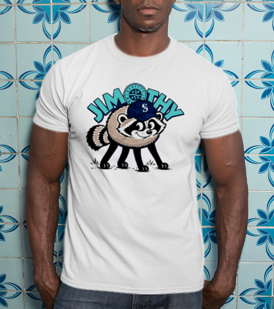 Jimothy Raccoon Seattle Night Cap With Star Compass T-Shirt