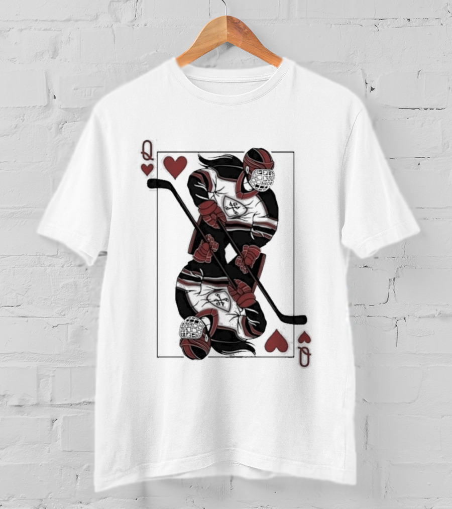 Queen Of Hearts Hockey Playing Card T-Shirt