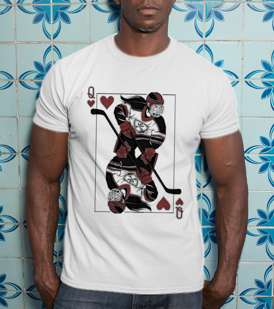 Queen Of Hearts Hockey Playing Card T-Shirt