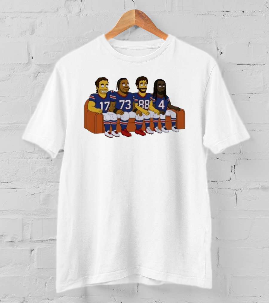 Williams Buffalo Bills Simpsons Styled Characters NFL Jersey Numbers 17 73 88 4 T-Shirt