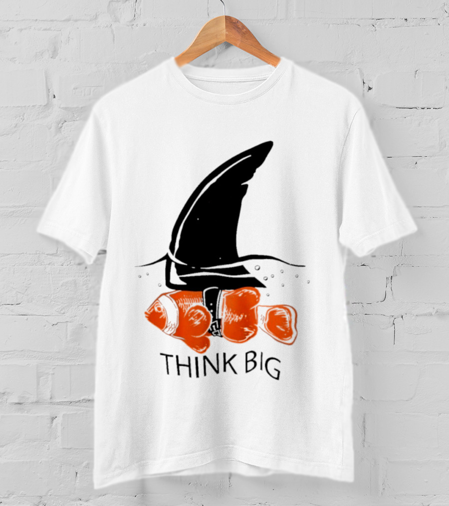 Think Big Goldfish Wearing Shark Fin T-Shirt