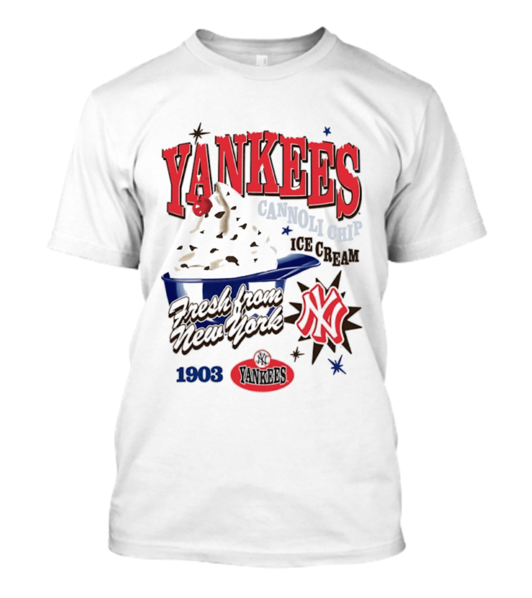 Yankees Cannoli Chip Ice Cream Fresh From New York Since 1903 T-Shirt