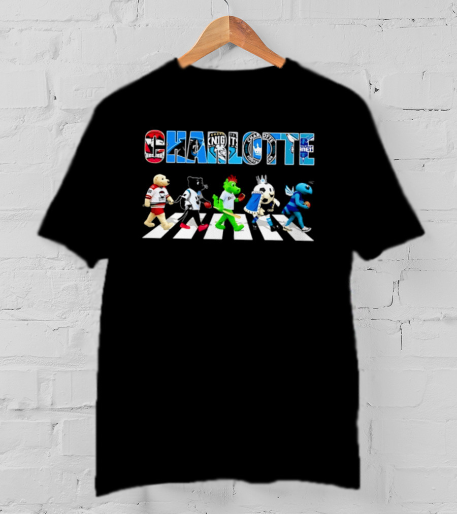 2026 Charlotte Sports Team Mascots Abbey Road Bowling Pin Parade T-Shirt