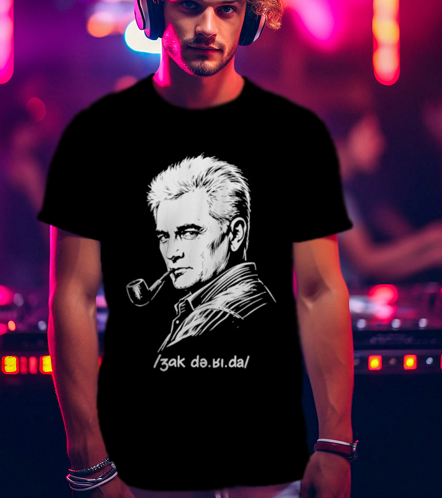 Jacques Derrida Zak De.ʁi.da Philosophy Pipe Sketch T-Shirt