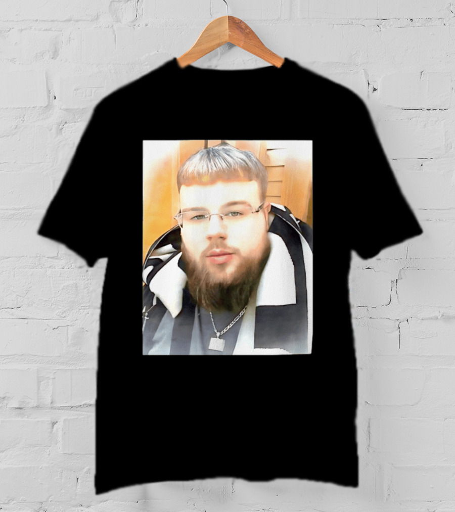 Joeyy Miracle Face Person Wearing Glasses And Chain With Striped Scarf T-Shirt