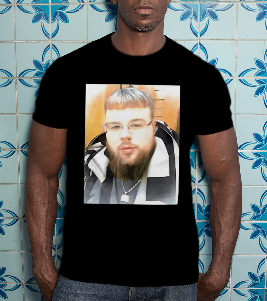 Joeyy Miracle Face Person Wearing Glasses And Chain With Striped Scarf T-Shirt