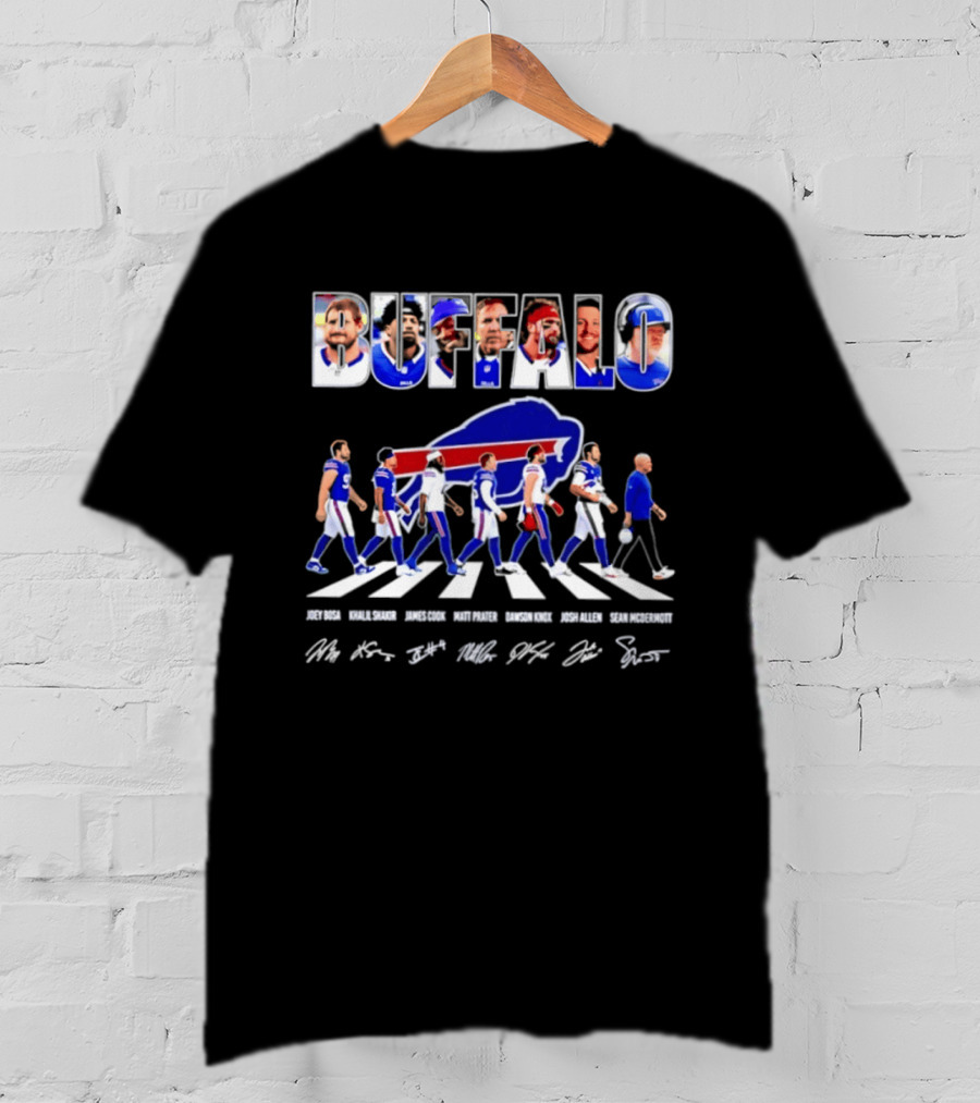 Buffalo Bills Players Abbey Road Sean McDermott Signatures NFL Team T-Shirt