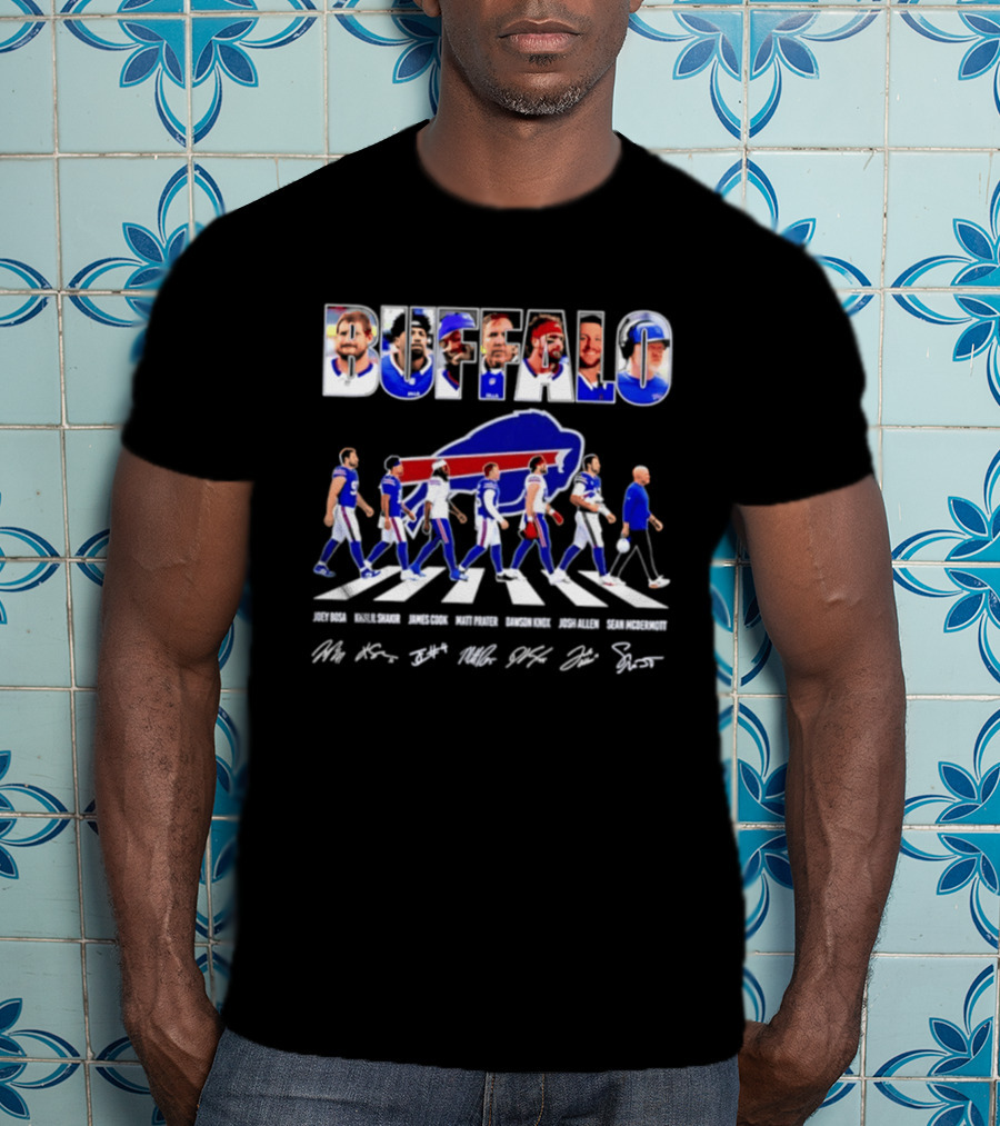 Buffalo Bills Players Abbey Road Sean McDermott Signatures NFL Team T-Shirt