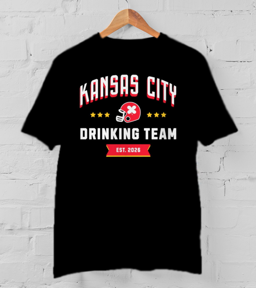 Kansas City Drinking Team Football Est 2026 Helmet Stars T-Shirt