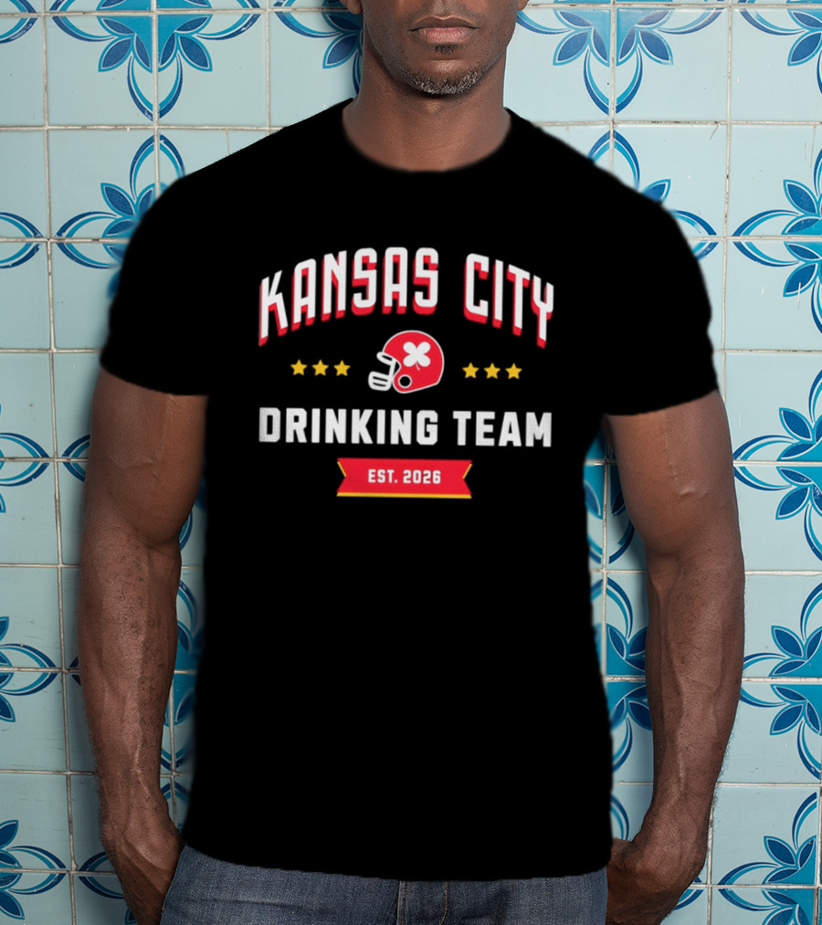 Kansas City Drinking Team Football Est 2026 Helmet Stars T-Shirt