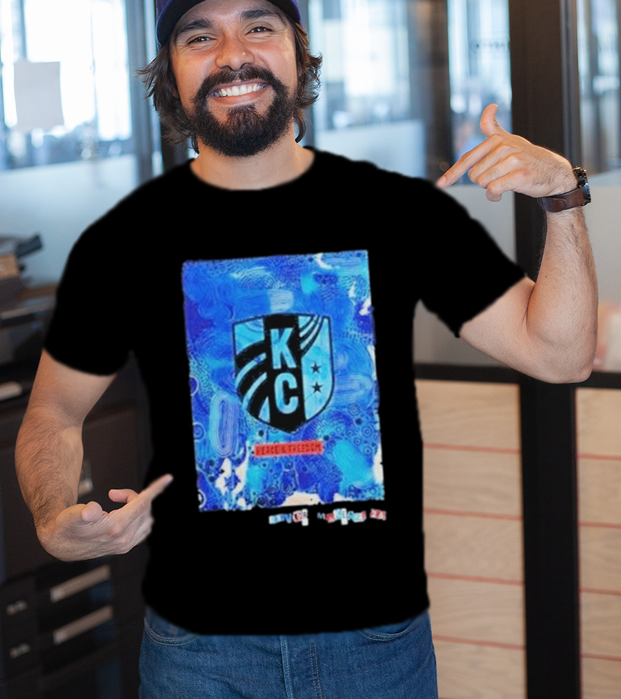 Kansas City Current KC Peace Freedom Blue T-Shirt