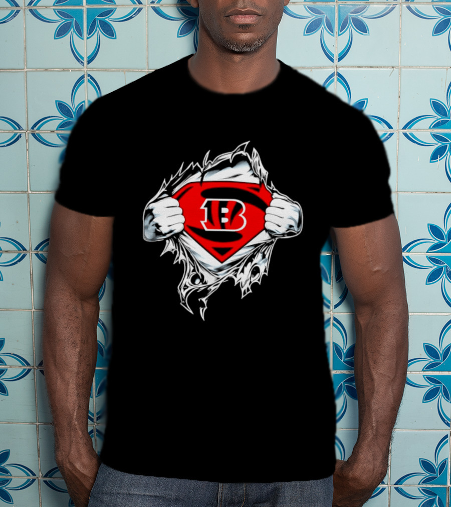 Cincinnati Bengals 13 Superman Symbol Football T-Shirt