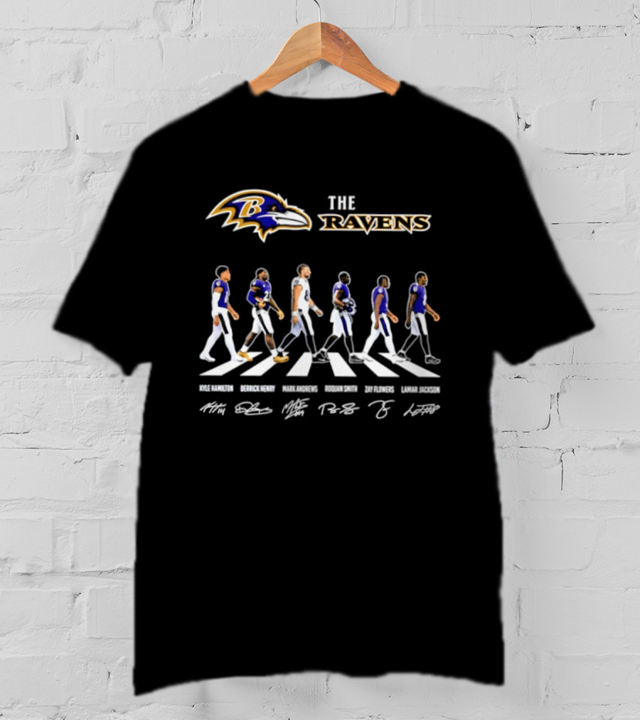 Baltimore Ravens Kyle Hamilton Derrick Henry Mark Andrews Roquan Smith Zay Flowers Lamar Jackson Walk Signatures T-Shirt