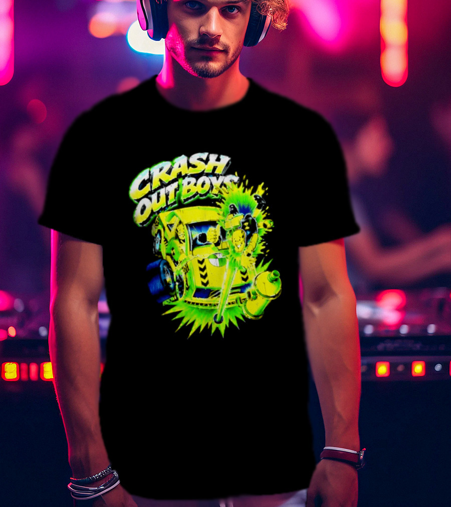 Crash Out Boys Neon Green Punk Streetwear Sludge T-Shirt